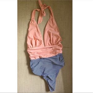 Cupshe peach and black one-piece bathing suit